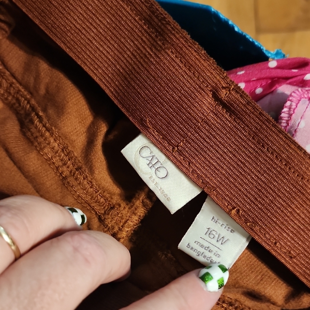 Cato Brown Velvet Pinwale Pants 16W - Picture 5 of 5
